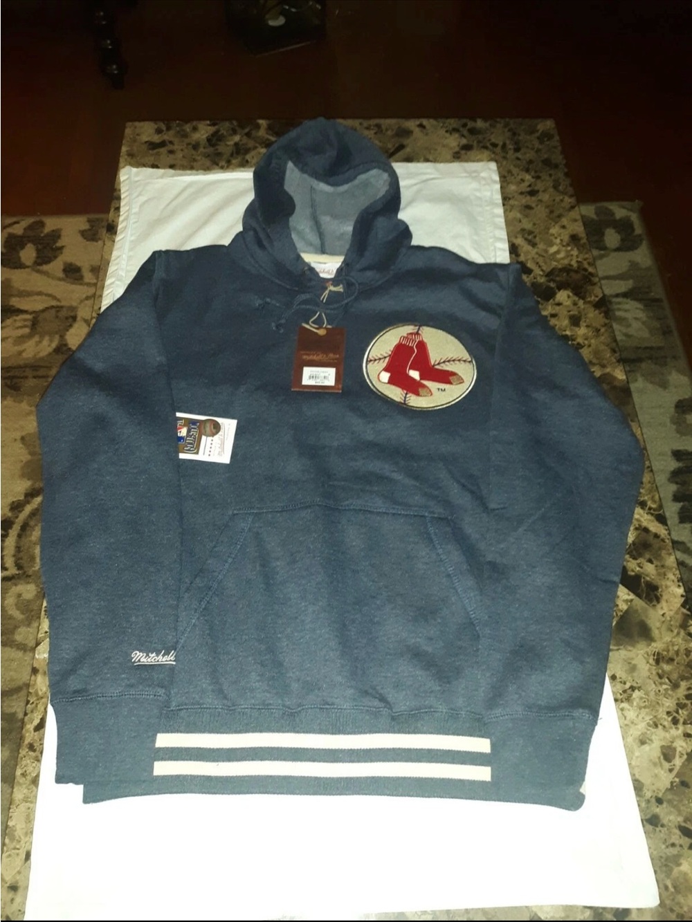 Mitchell & Ness Boston Red Sox Hoodie Pullover Navy Sweatshirt Men Size M